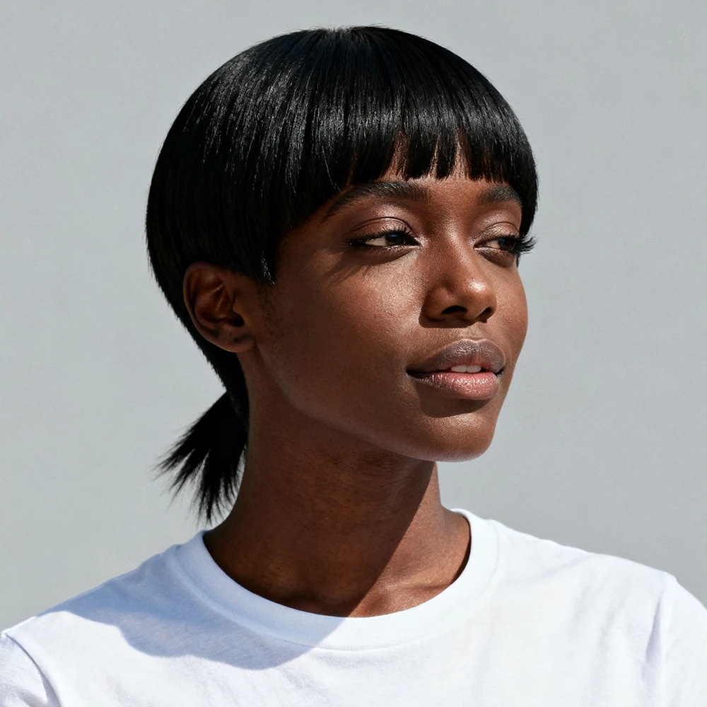 4インチショートストレートピクシーカットウィッグ、ブラジル産レミー人毛100%、前髪付き、黒人女性用、フルマシンメイド、デイリーウェアウィッグ