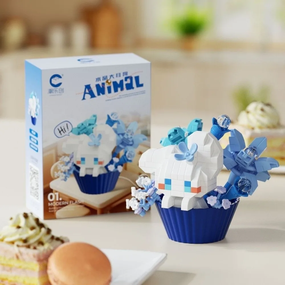 

Строительные блоки на тему десерта, пластиковые милые кошки, собаки, кролика, букет в горшке, блоки с героями мультфильмов, животные, строительные кирпичи, игрушки, домашний декор