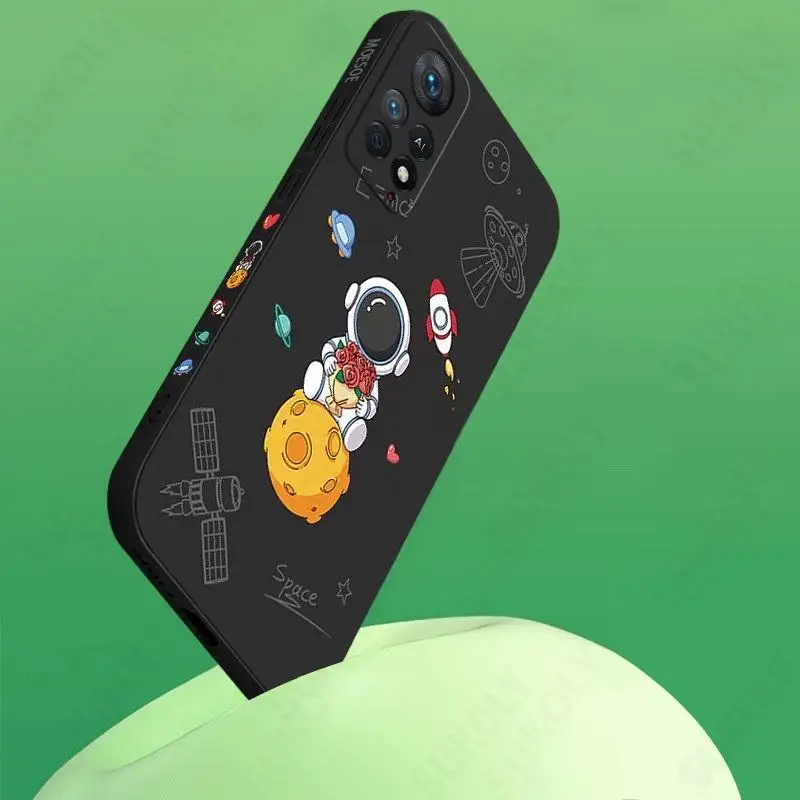 Lanyard Strap Astronaut Phone Case For Xiaomi Redmi Note 11 12 13 14 Pro 5G 14 4G Poco F6 X6 X5 11T 13T 13C Pro Silicone Cover