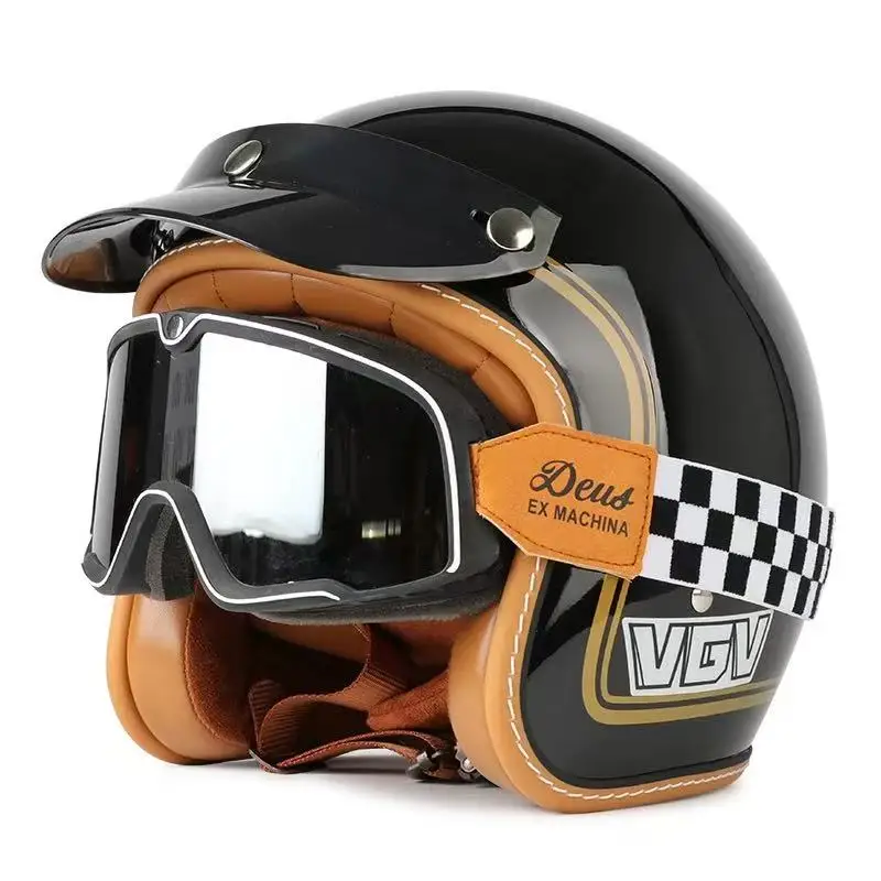 

Мотоциклетный шлем Ретро Классический шлем 3/4 Four Seasons Мужской и женский детский универсальный круизный защитный шлем для электромобиля