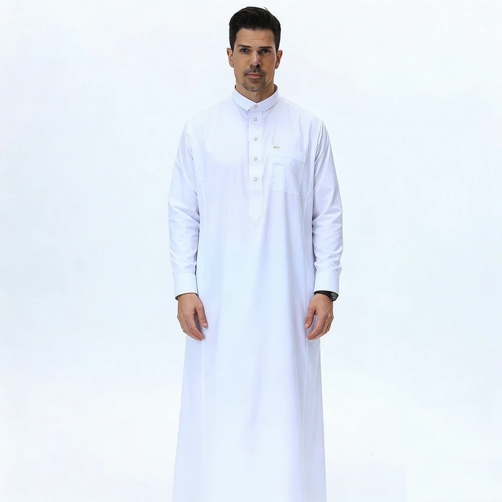 

Dubai Men Robes Jubba Thobe Saudi Arab Long Abaya Turkey Kaftan Loose Muslim Dress Daffah Dishdasha Traditional Islamic Clothing