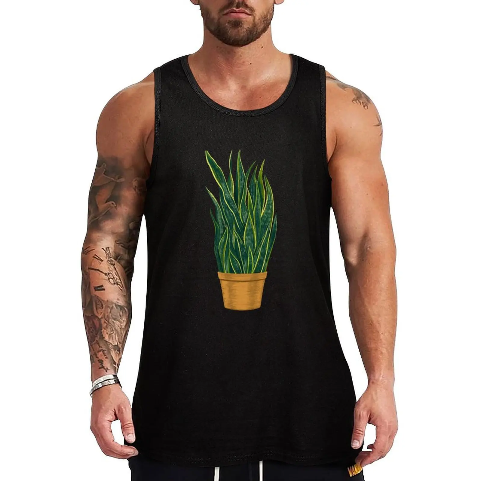 Camiseta sin mangas con ilustración de Sansevieria (Planta Serpiente), básica para capas, informal, suave