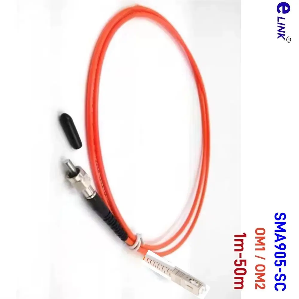 

fiber patch cord SMA905-SC 1m-50m OM1 OM2 simplex 20m 10m 5m SMA-SC 50/125um 2.0mm 3.0mm Multimode SX metal ferrule ELINK