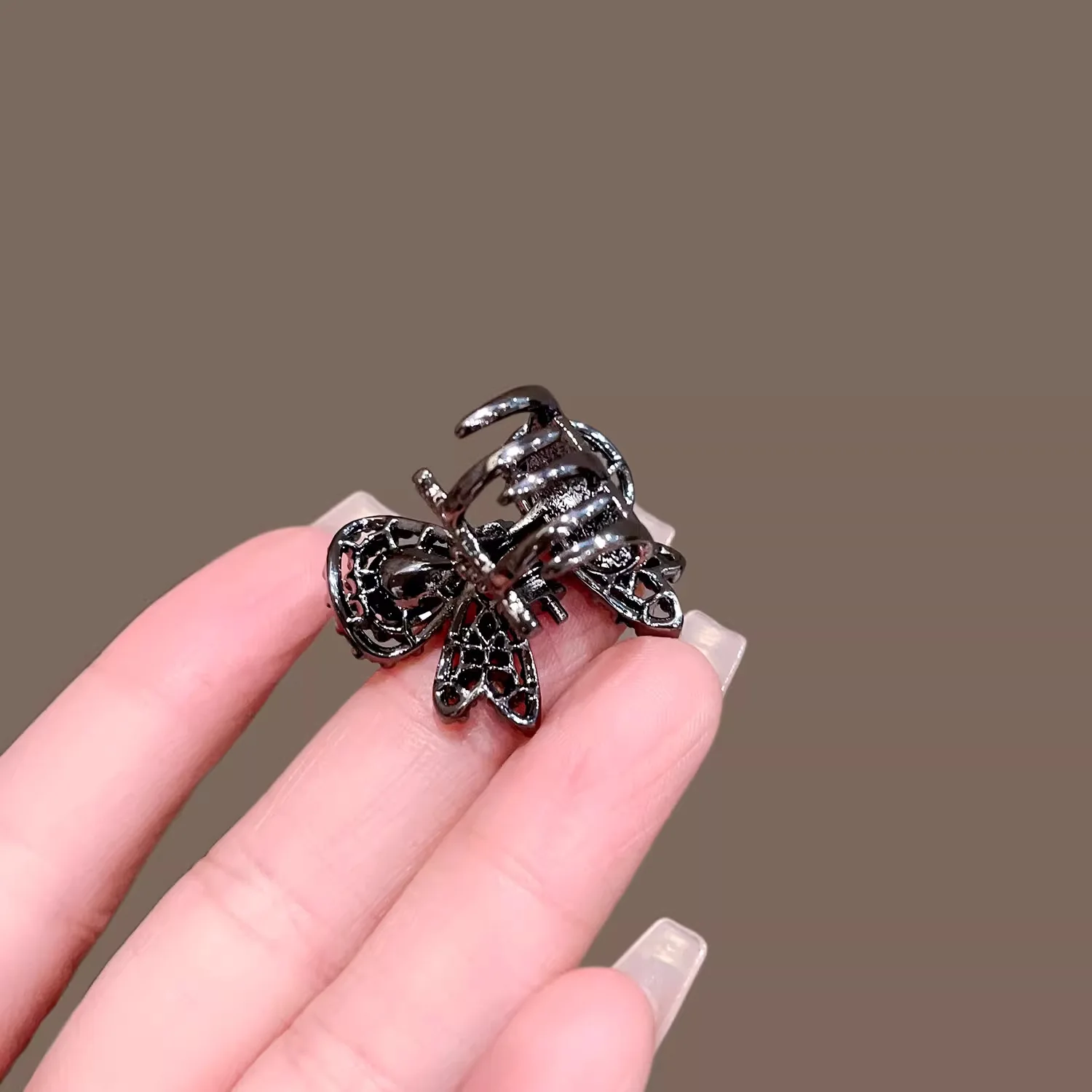 High-End Kristall Strass Schmetterling Haarspange Exquisite süße Mini Haarklammer seitlicher Pony Clip Damenmode Haarschmuck – Detail 4