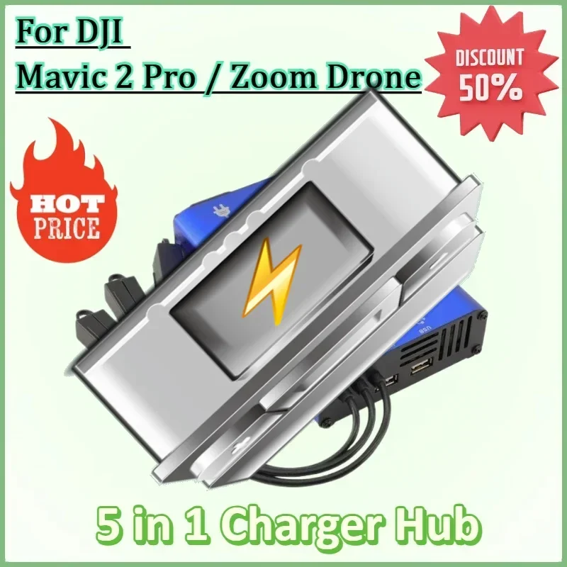 

5 in 1 Battery Charger Hub for DJI Mavic 2 Pro Zoom Drone Remote Controller Battery SmartPhone Charging Hub Intelligent Charger