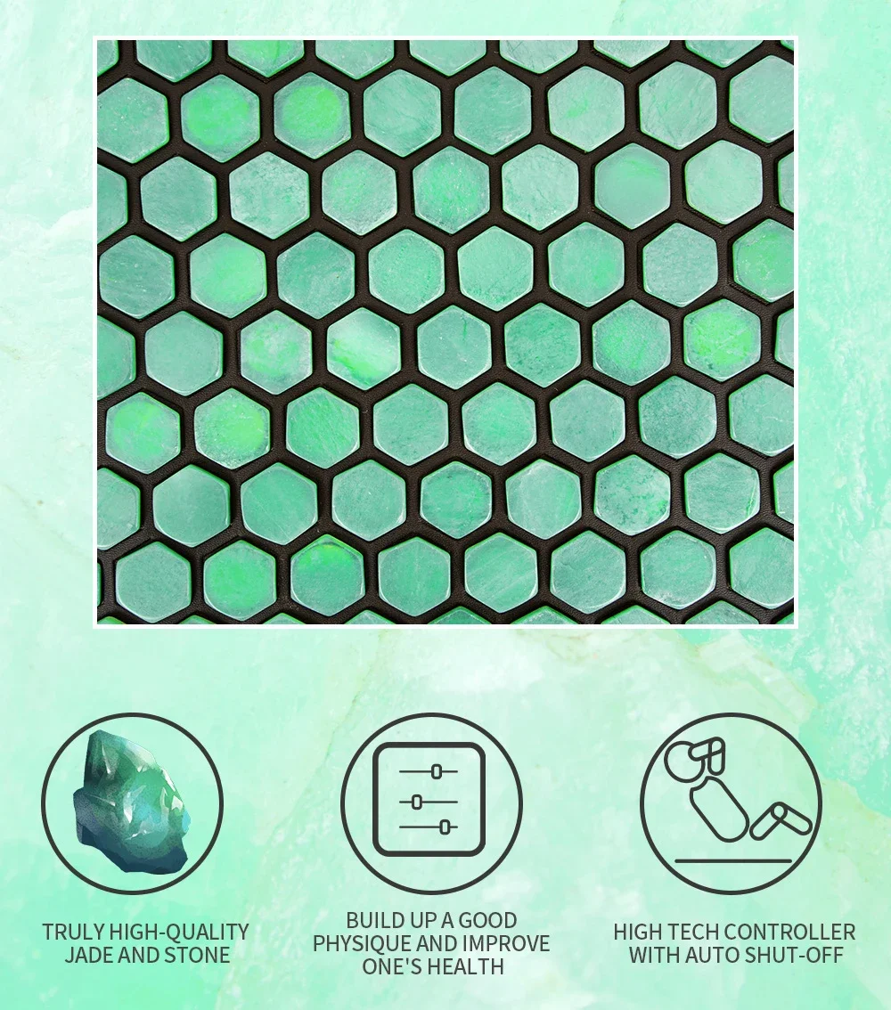 Natural Jade Mat Gemstone Massage Cushion Thermal Physiotherapy Bed Far Infrared Heating Mattress Genuine Emerald Negative Ions