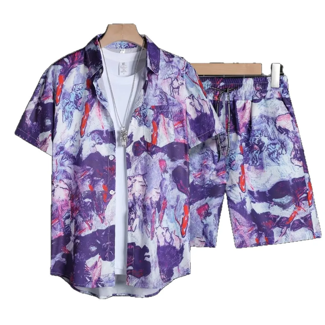 

Fashion Youthful Hawaii beach retro 3D Print shirt +Shorts Short Sleeve Flip collar shirts half pants Two Piece Set