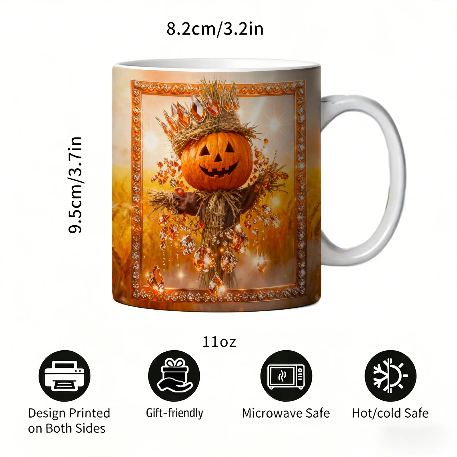 1pc Halloween-themed Ceramic Coffee Mug with Double-sided Pattern Design, Reusable and Easy to Hand Wash, 11oz Stylish Ceramic Cup, Suitable for Home Decor and Office Water Cups, an Ideal Gift for Friends.