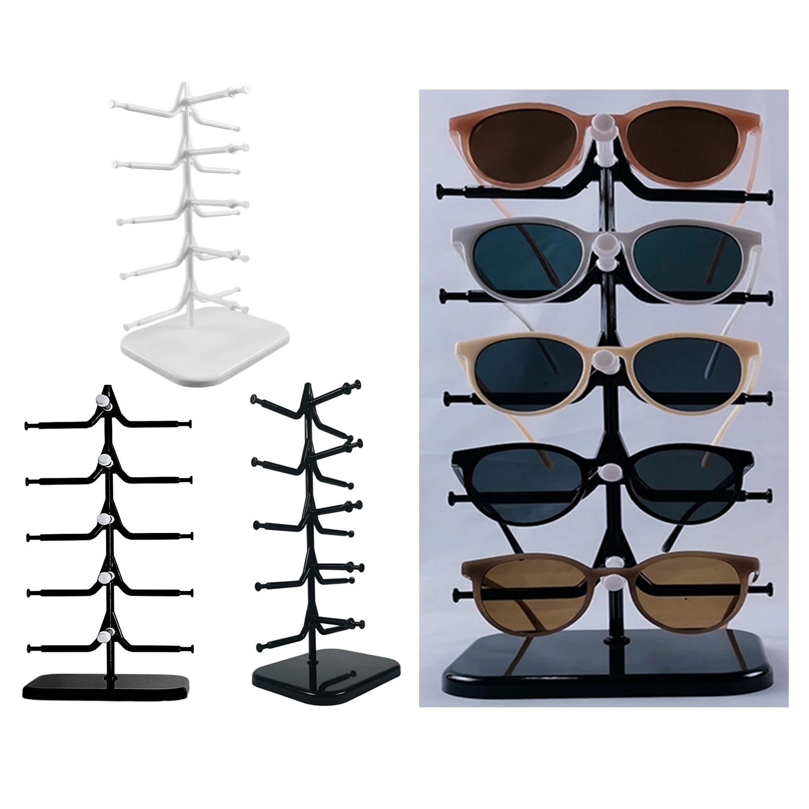 Eyeglass Display Stand Plastic Sunglasses Rack Multi Level Organizer for Shop Tabletop and Home Storage