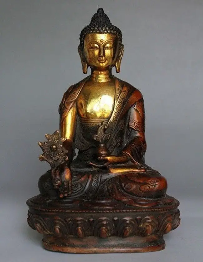 

21 Cm * / Old Tibetan Brass Buddhism Bodhisattva Sakyamuni Buddha Statue