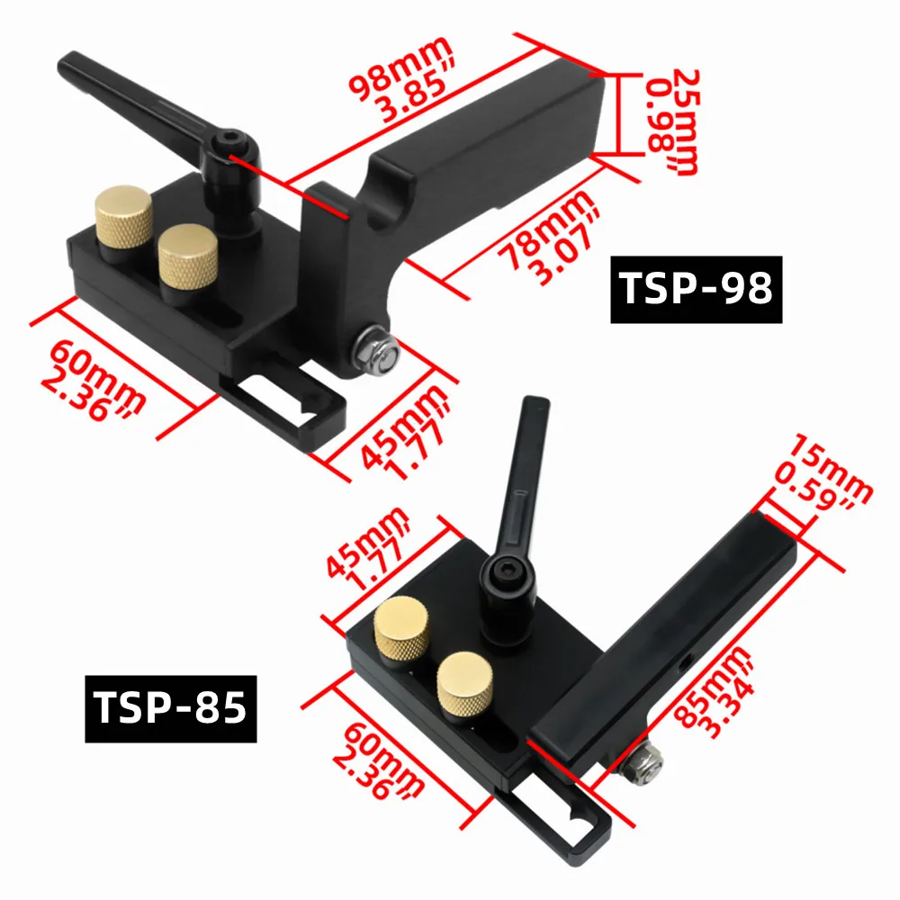 Aluminum Sliding Limiter Fits 45# T Slot T Track Router Table Miter Fence for Woodworking Position Lock Adjustable Handle Black