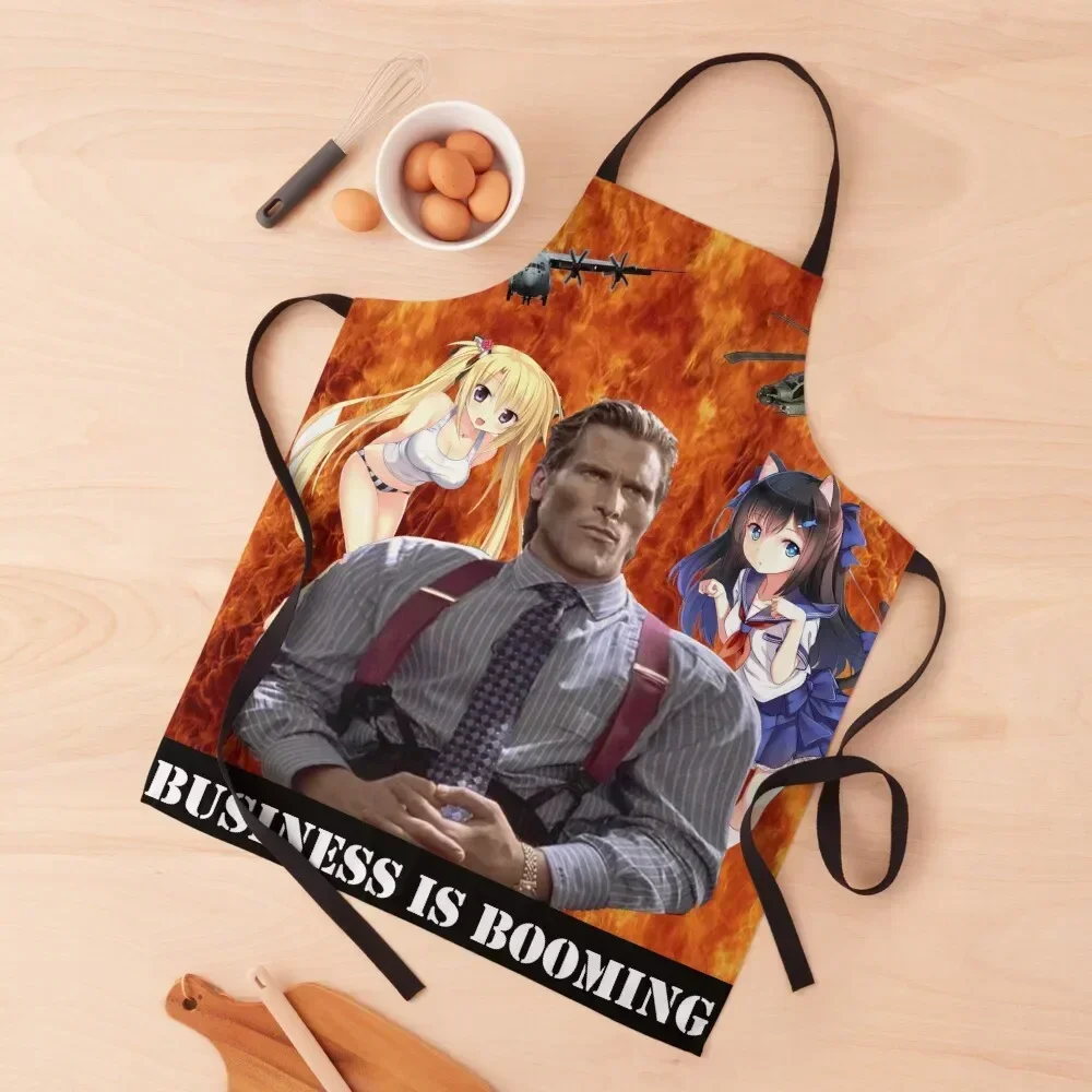 

Business is Booming Meme Apron painting For Men Camping Men gift Apron