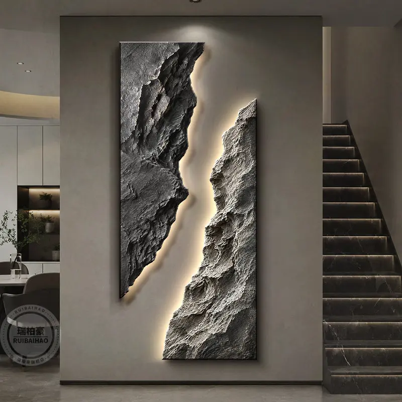 Light luxury entrance decoration painting, three-dimensional relief painting, corridor hanging painting, high-end wall lamp