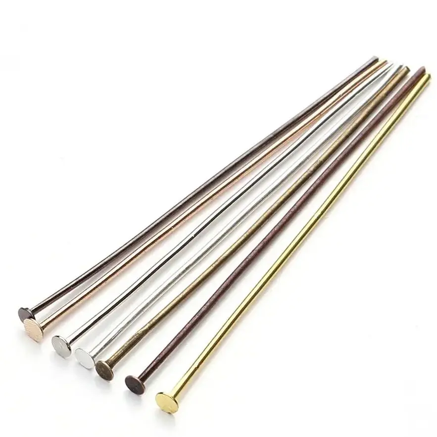 

200Pcs/Lot 18-60mm Metal Flat Needle Flat Head Pins For DIY Handmade Beading Headpins Earrings Jewelry Making Accessories