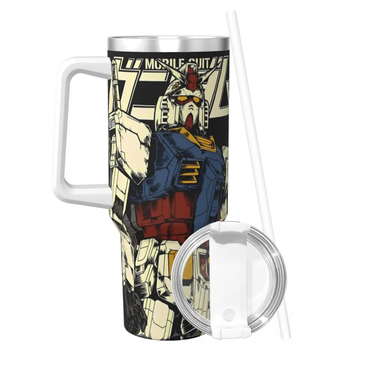 Gundam Stainless Steel Tumbler Cartoon Beach Car Mugs Large Capacity Thermal Cups Portable Cold Drink Milk Tea Water Bottle