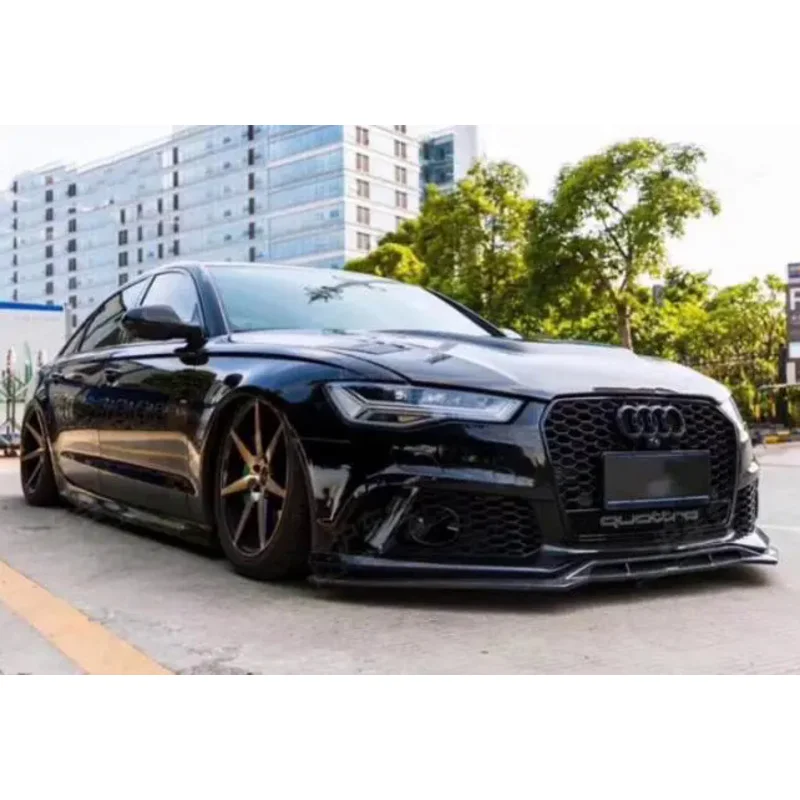 طقم هيكل من ألياف الكربون الحقيقية لأودي C7 A6 S6 RS6 أفانت Allroad 2015-2018 شفة ممتصة للصدمات الأمامية الخلفية الناشر الجانب تنورة #2