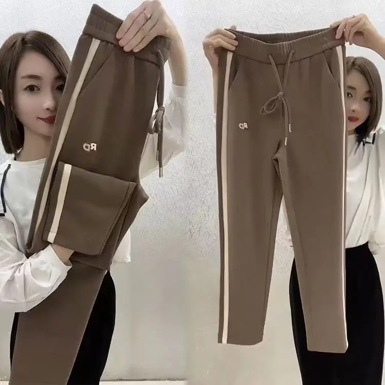 2023 Summer Ice Silk Sagging Straight Leg Pants Medium Strecth  Cool Relaxed High Waist Trousers Slim-fit Pants Sportspants