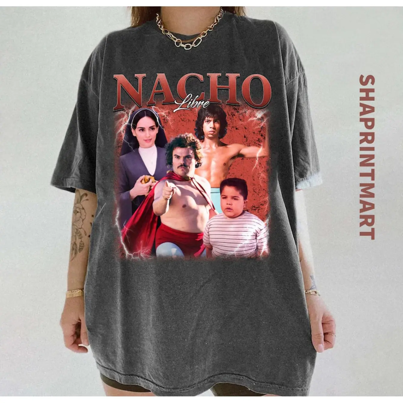 Nacho Libre Camiseta Comfort Colors Película Retro Bootleg 90s Retro Cuello redondo Manga corta Adulto Scelta perfecta