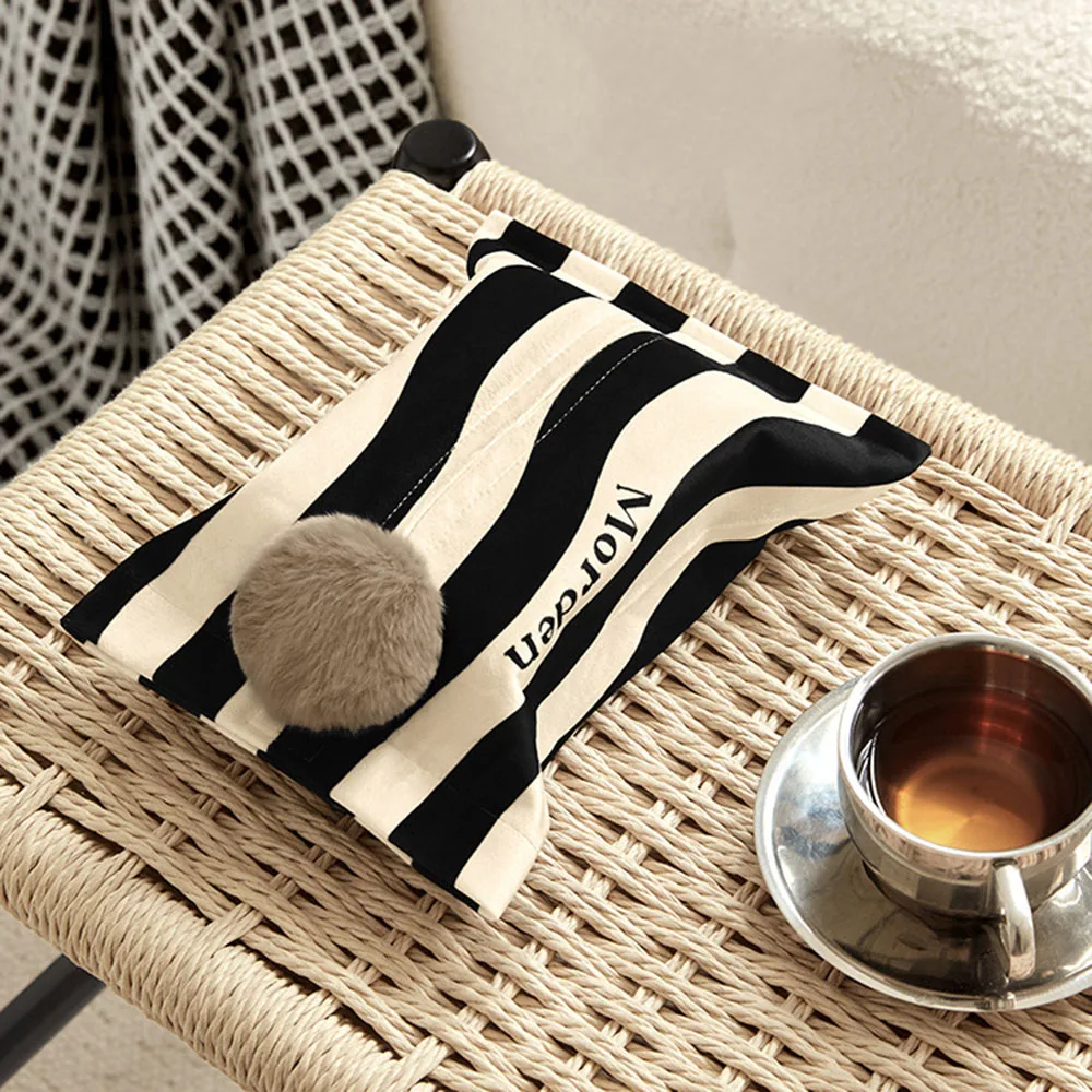Plush Ball Ornament Tissue Box Plush Desktop Tissue Case Fabric Tissue Box Cute For Living Room Car Stroller