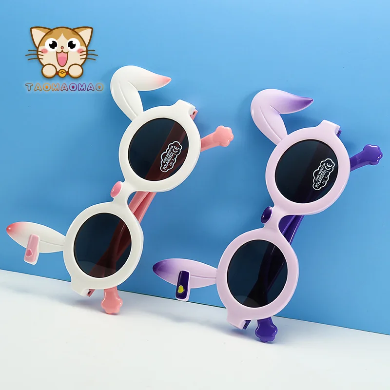 

Милые Мультяшные детские солнцезащитные очки с кроличьими ушками забавные солнцезащитные очки для детей милые детские очки модные очки для девочек и мальчиков