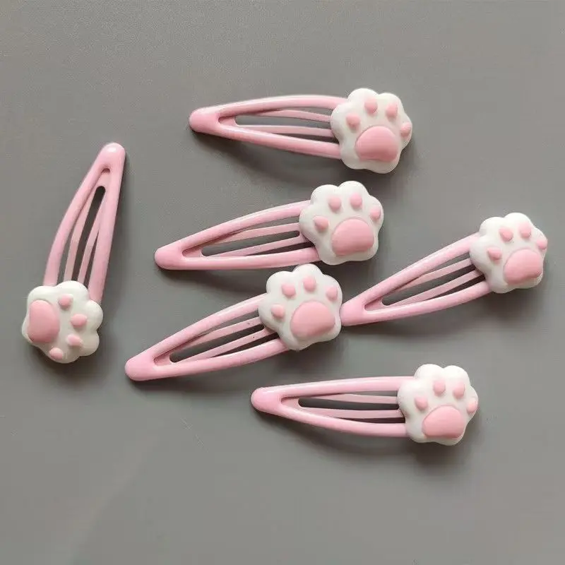 

2-4Pcs Y2K Cartoon Cat Paw Hair Clip For Women Girls Headwear Cute Pink Cat Paw Sweet Hairpins Headdress Hair Accessories
