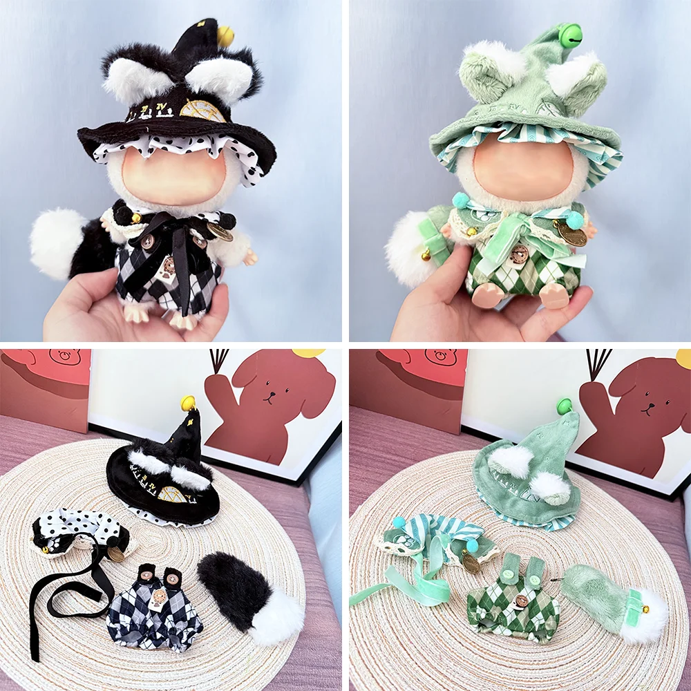 

Plush Doll Clothes Cute Wizard Designer Style Doll Outfit Clothing With Tail Hat Accessories For 15-17cm Toy Decor Pendant