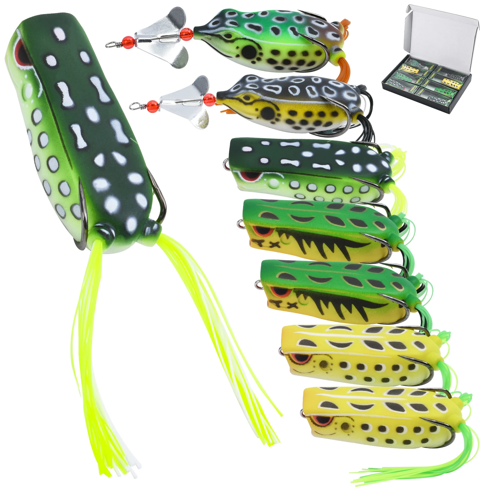 

Goture Frog Lure 8pcs Soft Tube Artificial Bait With Hook Top Water Soft Bait Hollow Body Popper Frog For Pike Snakehead Bass