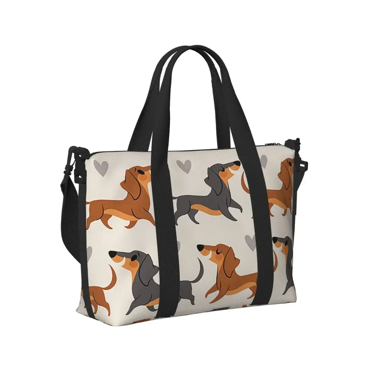 

Cute Dachshund Print Beach Travel Bag Large Capacity Tote Bags for Gym Yoga Women Shopping Duffle Shoulder Bag