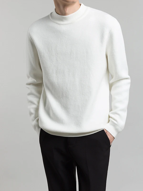 Maglieria da uomo rotonda con fodera Ne Fce, vestibilità ampia, sopraelevata, strato base caldo, maglione lungo casual coreano Sle