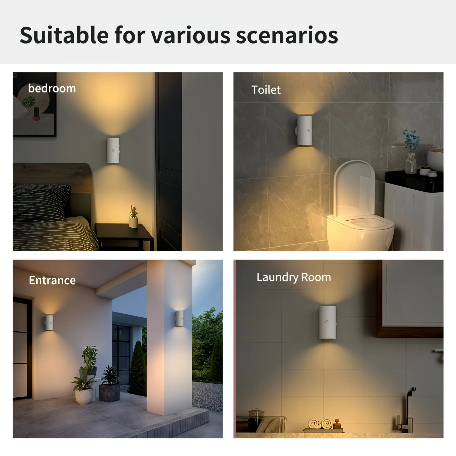 Rechargeable LED Night Light with Motion Sensor Wall Lamp 3 Light Modes Indoor Light Magnetic Staircase Light