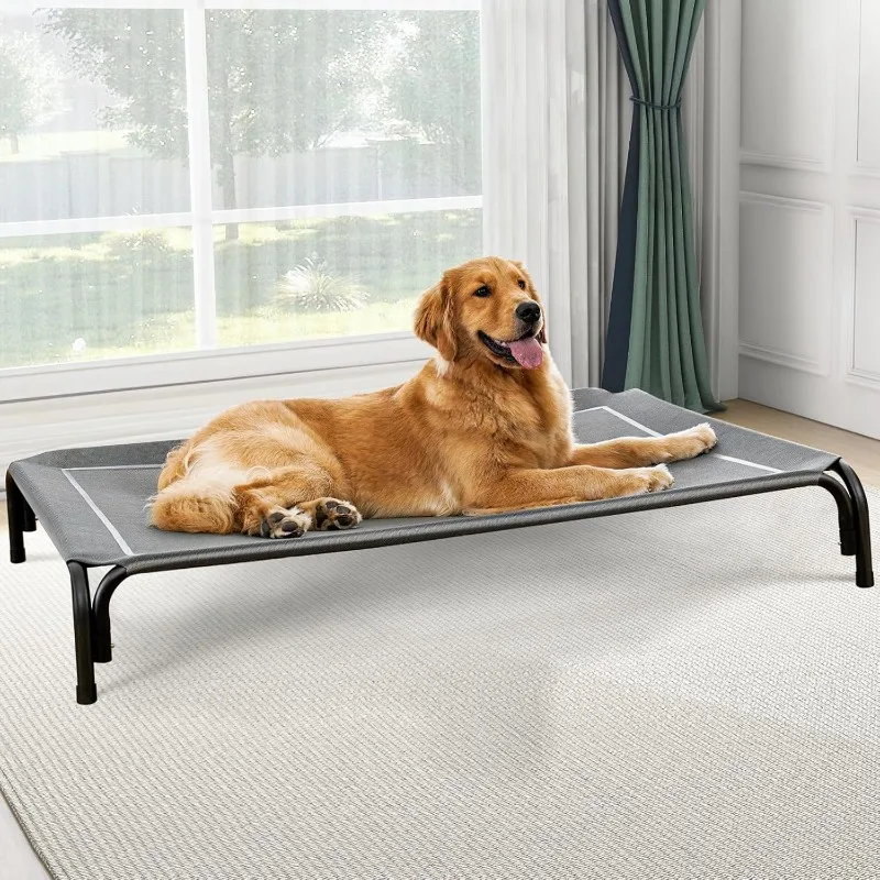 Dog Bed, Raised Outdoor Dog Bed for Large Sized Dog, Portable Cooling Pet Cot with Breathable & Washable Mesh, Indoor