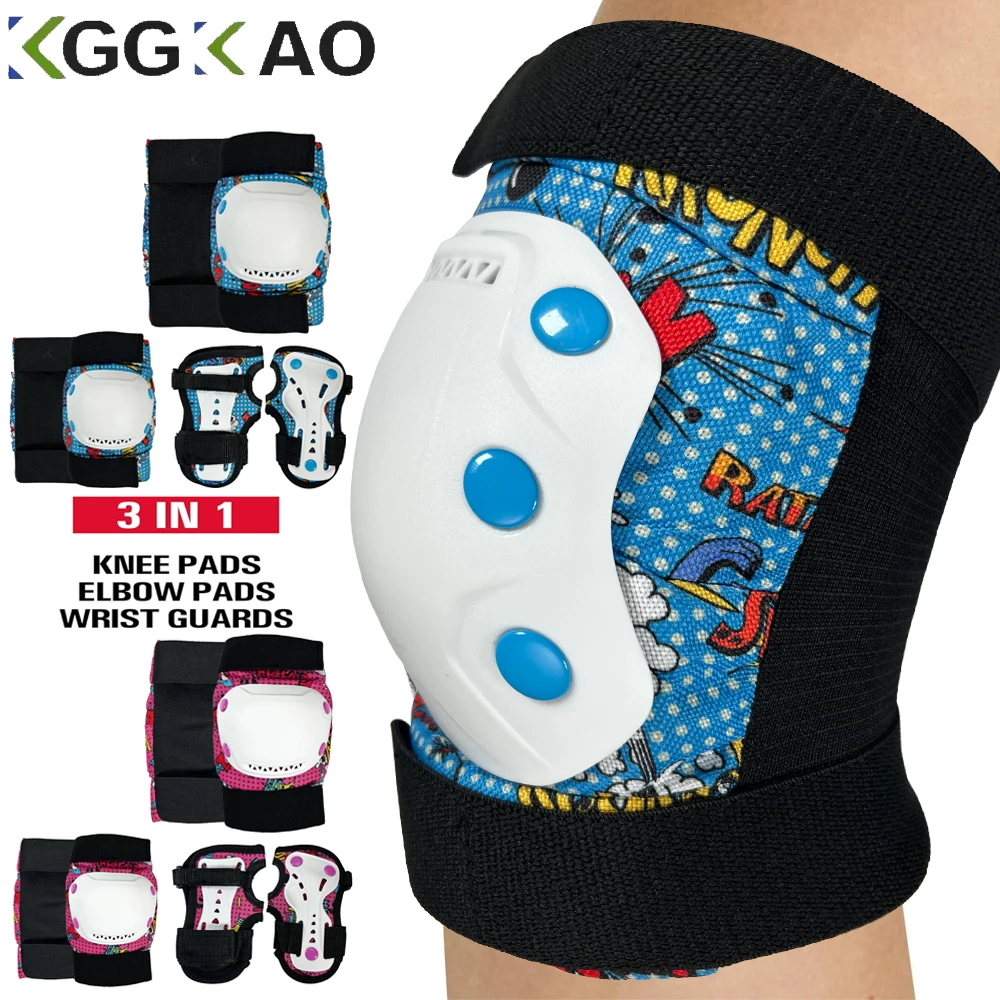 

Kids Knee Pads Elbow Pads Wrist Guards Protective Gear Set for 3-15 Years Child Roller Skates, Skateboard,Cycling,Inline Skating