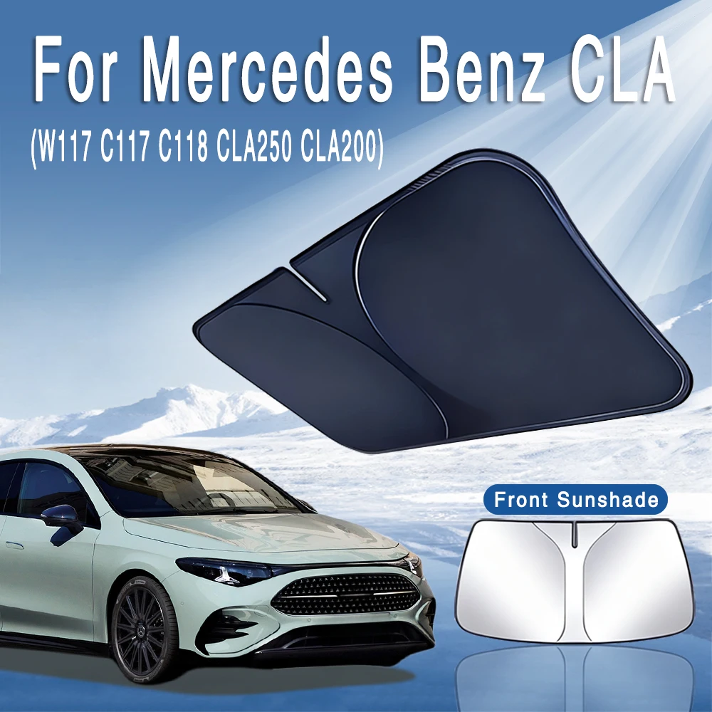For Mercedes Benz CLA W117 C117 C118 CLA250 Foldable Car Sun Visor Front Windshield Sunshade Heat Insulation Summer Cooling Auto