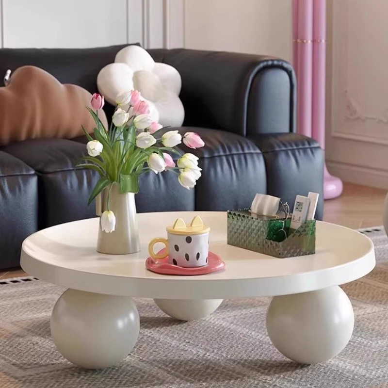 

Round Cream Style Living Room Coffee Table Home Creative Nordic Contracted Modern Sofa Round Table Living Room Furniture