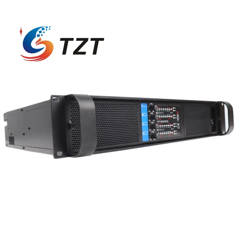 เครื่องขยายเสียงสำหรับเวทีเครื่องขยายเสียงสี่แชนเนล Tzt 4x2500W กำลังไฟสำหรับอุปกรณ์ดีเจระดับมืออาชีพ