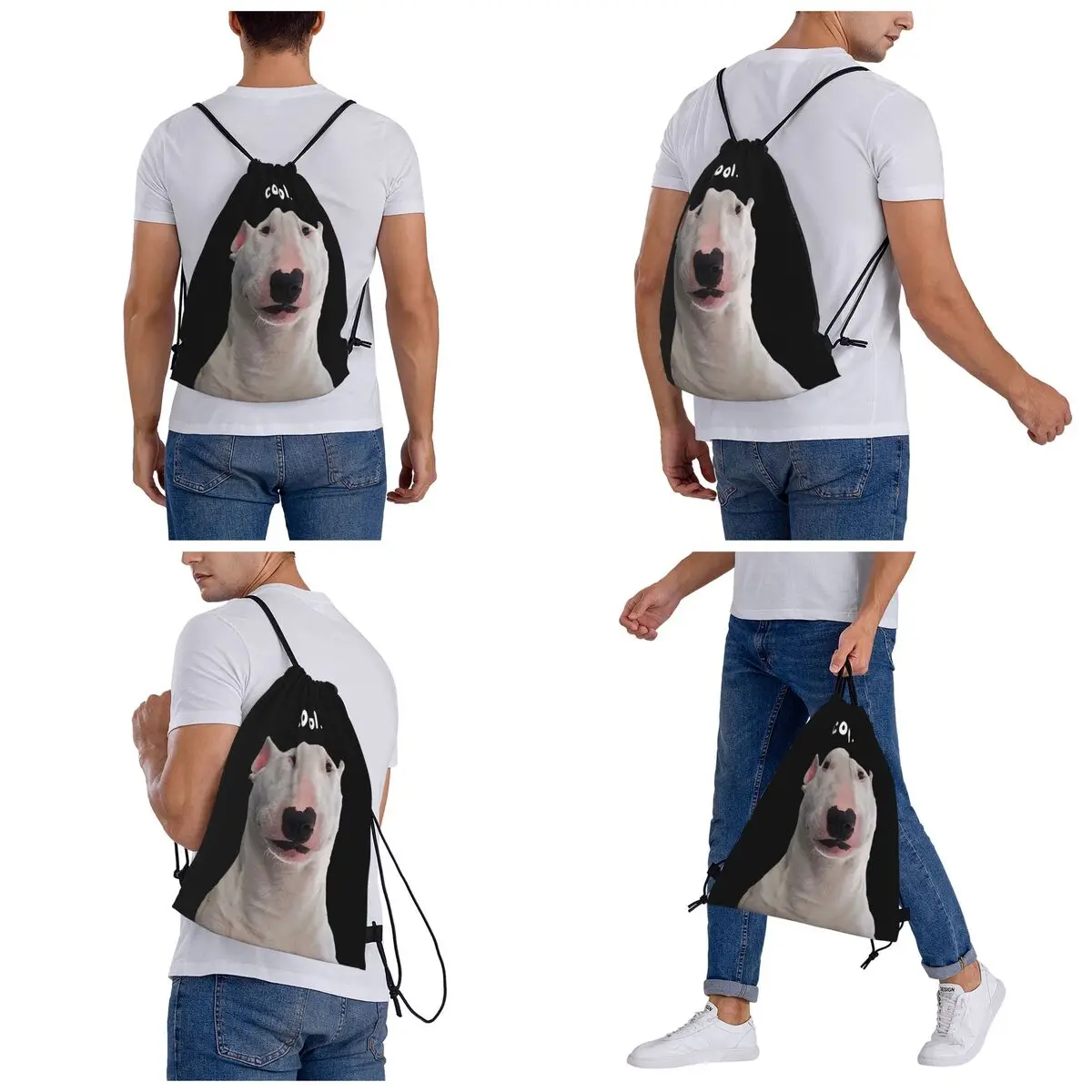 PupperNelson Cool. Backpacks Casual Portable Drawstring Bundle Pocket Sundries Bag Book Bags For Man Woman Students