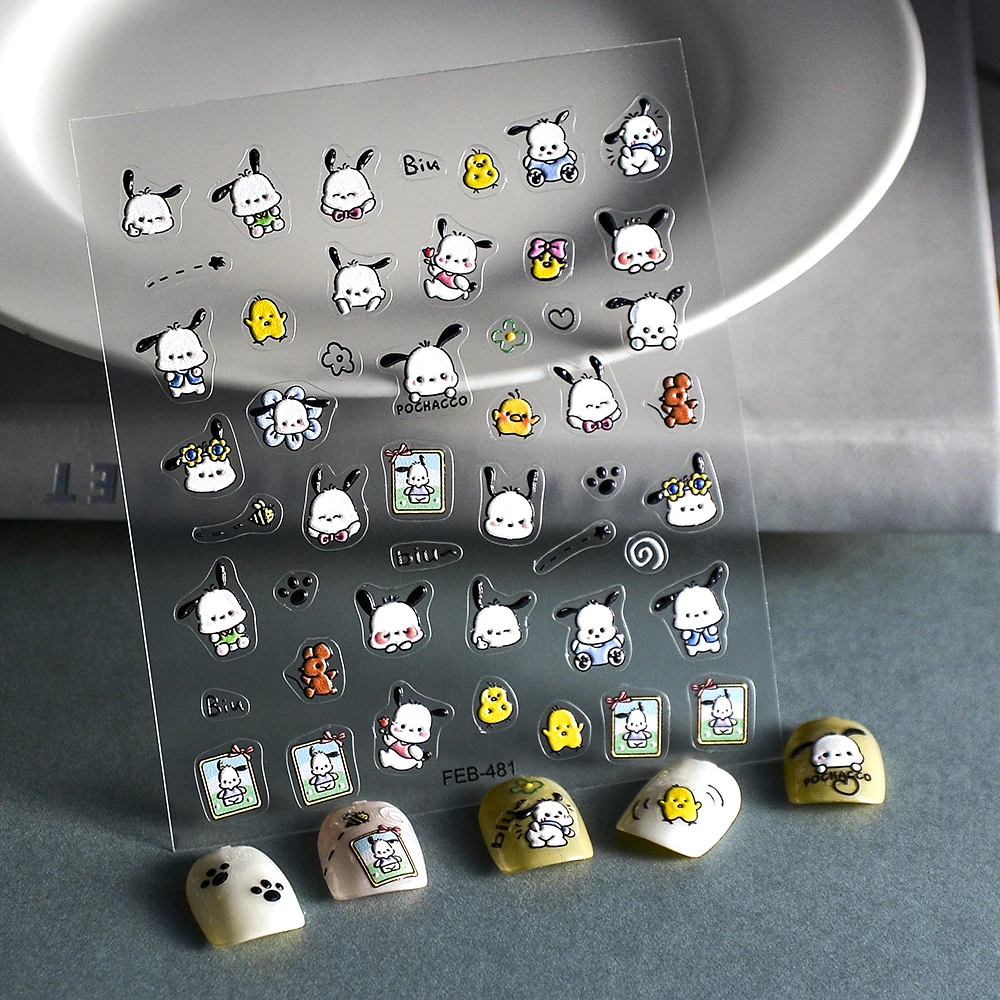 Nuevas pegatinas 5D Sanrio de dibujos animados de Hello Kitty para decoración de uñas, suministros de decoración de uñas de Anime, pegatinas para