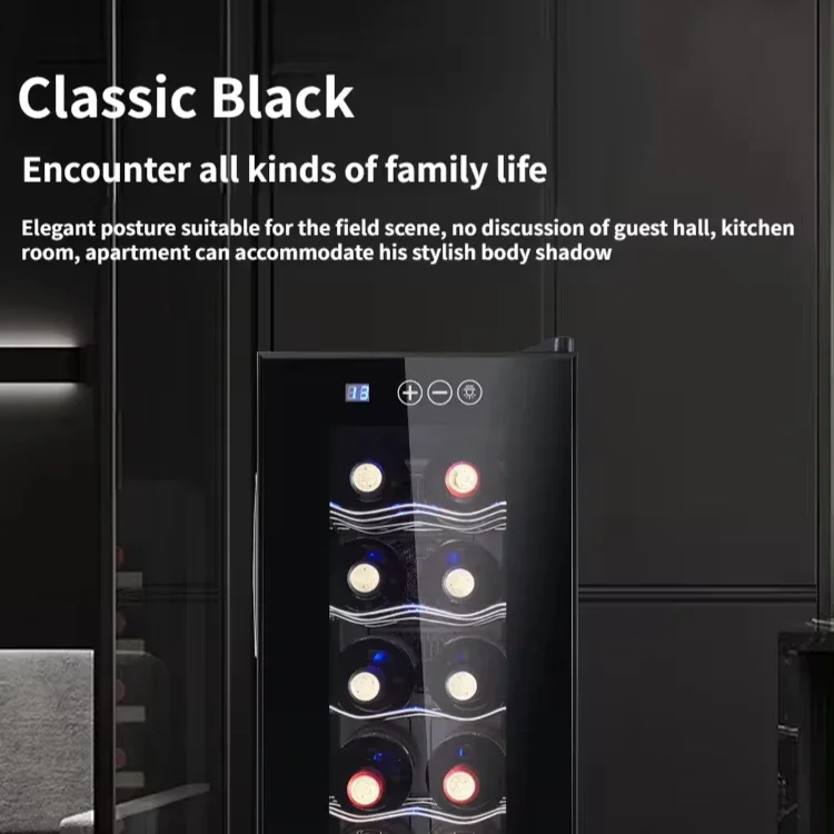 Freestanding Wine Refrigerator 12 Bottle Single Zone Led Thermostatic Red Wine Cabinet Cooler