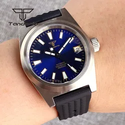 Tandorio 38mm Fashion NH35A 20bar Automatic Men's Watch Luminous Sunburst Dial Brushed Case AR Sapphire Crystal Rubber Strap