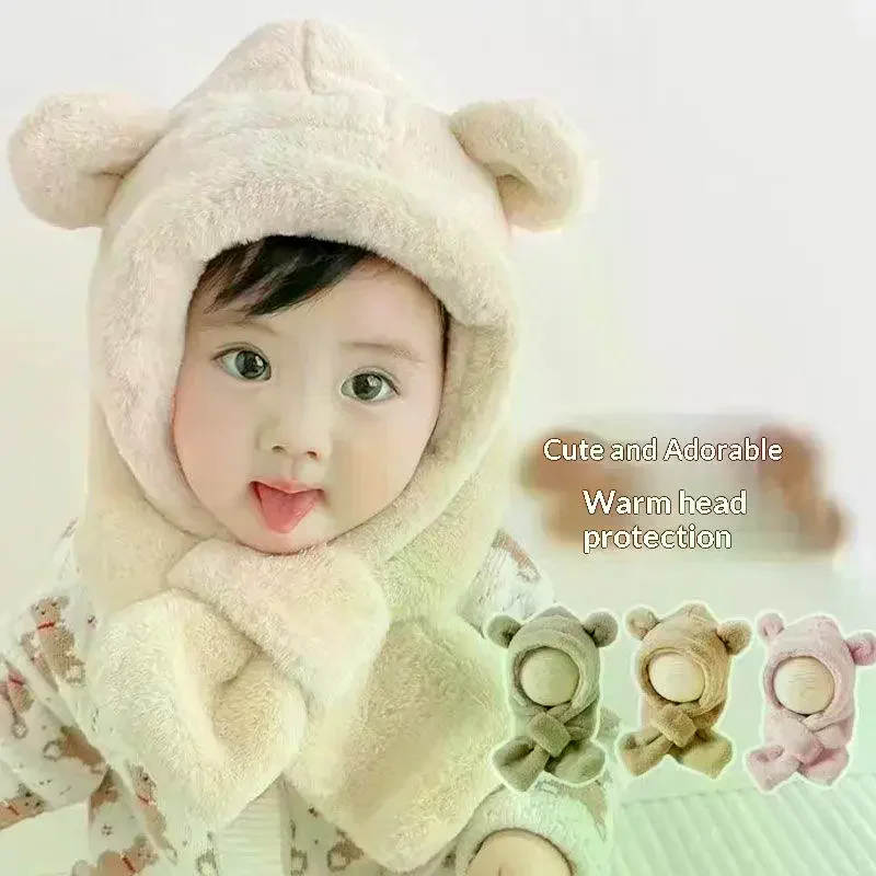 

Модная милая мультяшная шапка, шарф, зимний теплый шарф, шапка для женщин и девочек, кавайная защита ушей, мягкий пушистый шарф, шапка, подарки