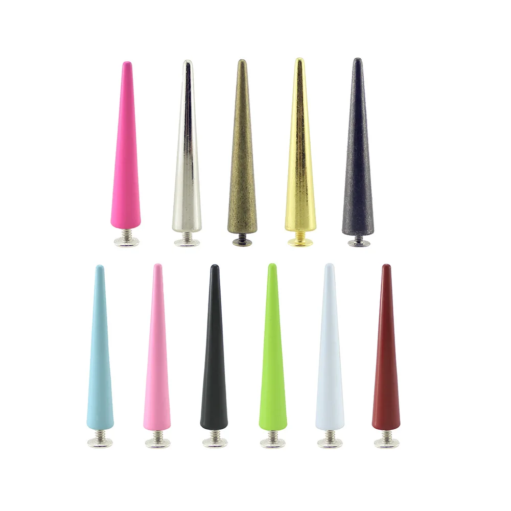 5pcs 10x55mm Colorful Painted Cone Studs And Spikes For Clothes DIY Long Garment Rivets For Leather