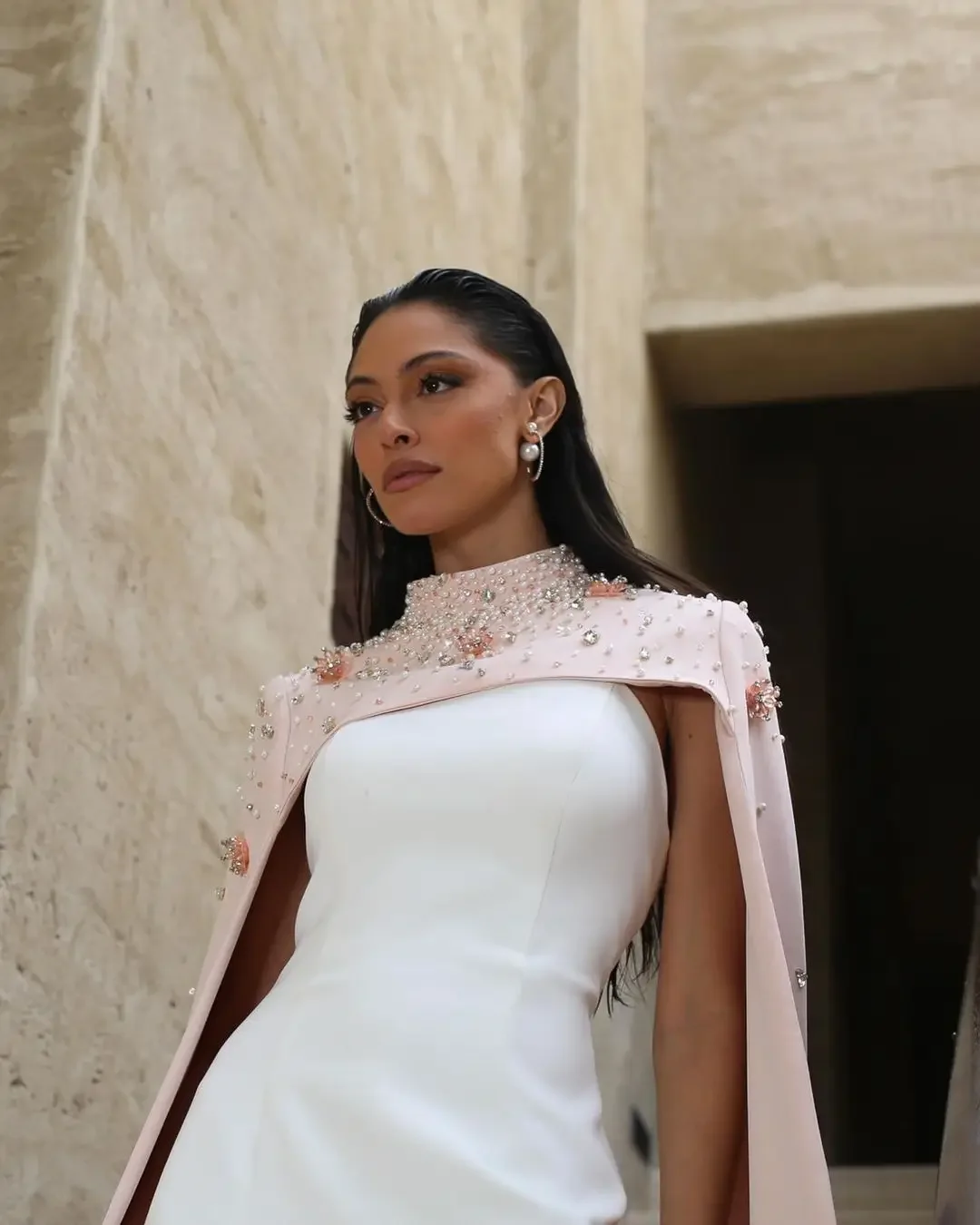 Vestidos De Fiesta De Perlas Y Cristales Para Mujer, Vestidos De Noche Formales Hasta El Suelo, Vestido De Fiesta Árabe Rosa