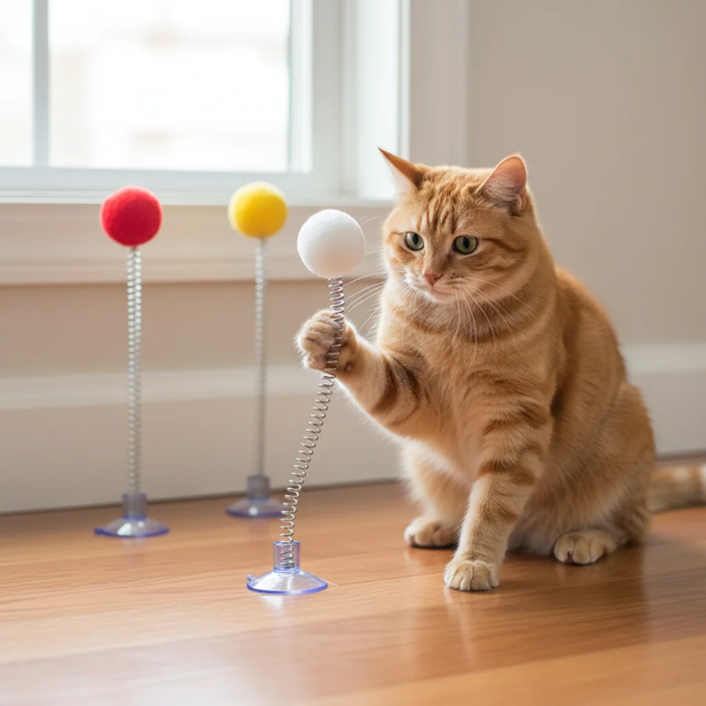 Bola de fio de mola para gatos, brinquedo interativo de alta elasticidade para animais de estimação, bolas coloridas saltando para gatinhos e gatos adultos