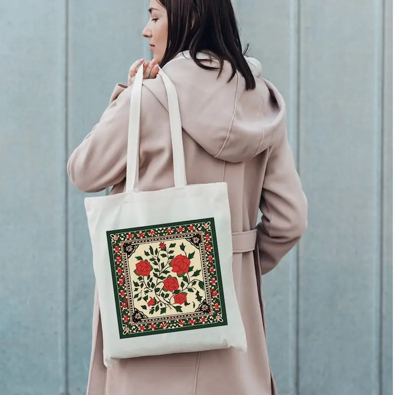 Afbeelding 6: Traditioneel Palestina-kunstwerk - Tote Bag van natuurlijk canvas