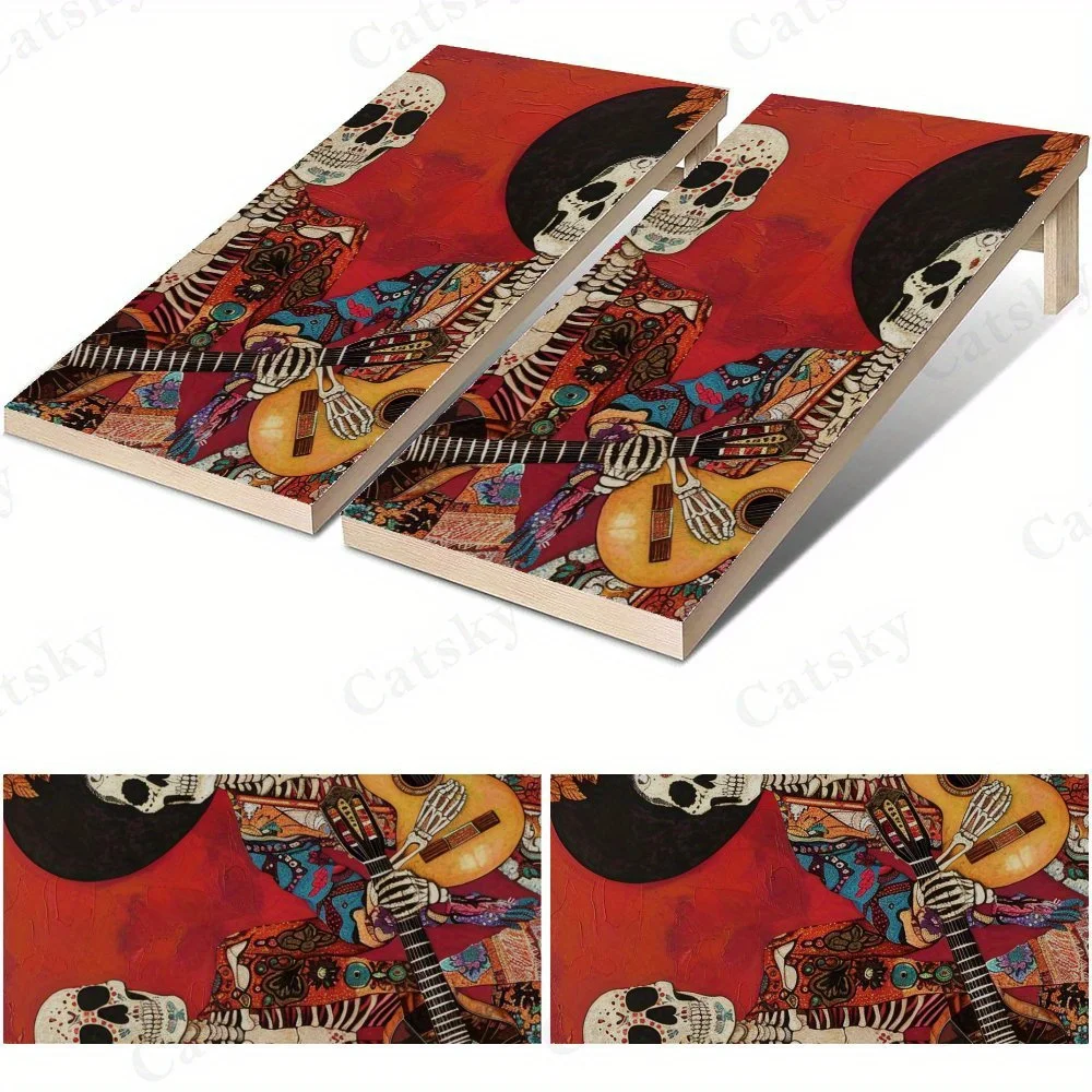 Skull Musicians Duo, decalques de sandboard de vinil plano 2D - adequados para orçamento e alto valor, sem bolhas e fáceis de colar, à prova d'água W