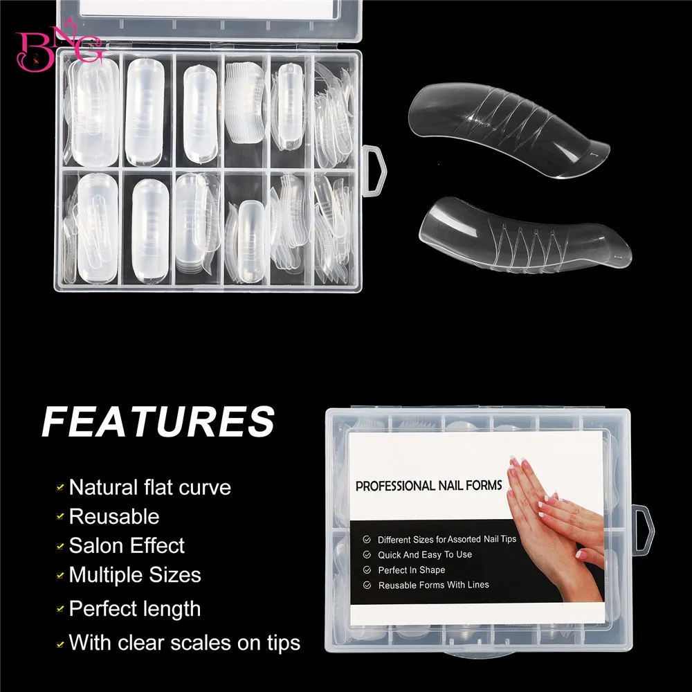 BNG 140Pcs/box Poly Nail Extension Gel Dual Forms Coffin Nails Clear Ballerina Full Cover False Nail Tips Nail Forms Big Sizes - Image 4