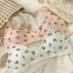 SP&CITY Japan Style One Piece Seamless Women's Bra Student Flower Printed Triangle Cup Bralette Small Chest Comfortable Bras