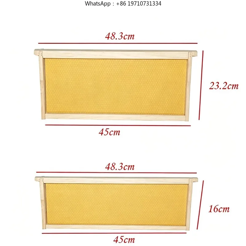 50Pcs Unassembled Bee Frames, Pine Wood Beehive Frame PP Plastic Foundation Sheet Beekeeping Honeycomb Foundation