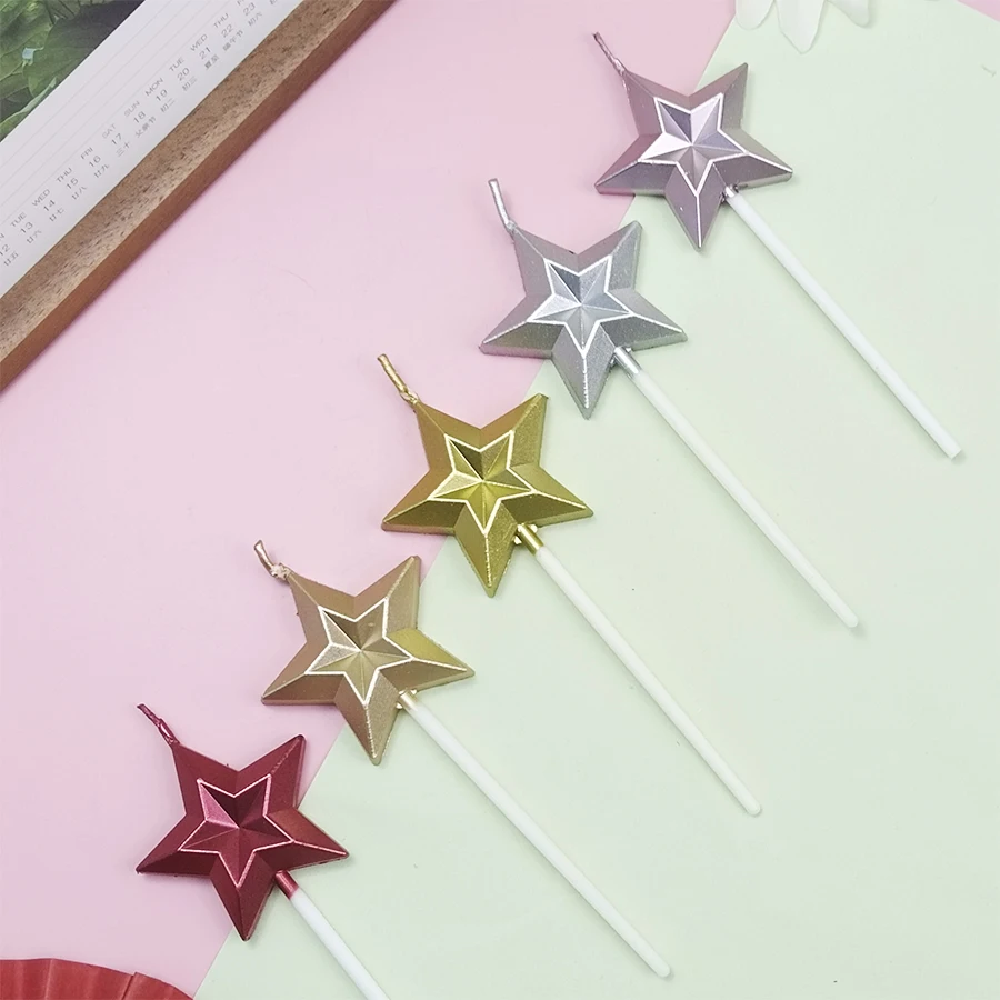 Heißer Verkauf Pentagramm alles Gute zum Geburtstag Kuchen Kerze Kinder kreative Party Star Kerze Dekoration