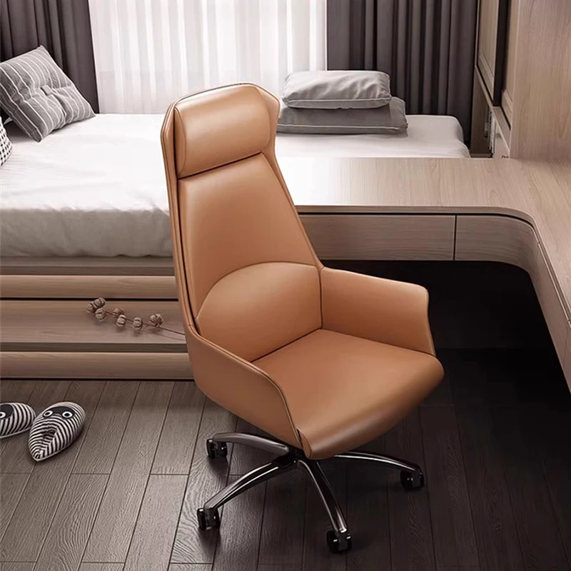 

Leather Rotating Office Chair Computer Armrest Study Designer Office Chair Mobile Ergonomic Silla Oficina House Accessories